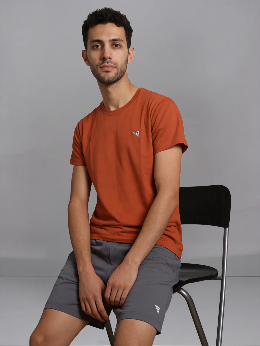 Orange Crew neck T-Shirt with Grey Shorts Combo ES5 - Image 2