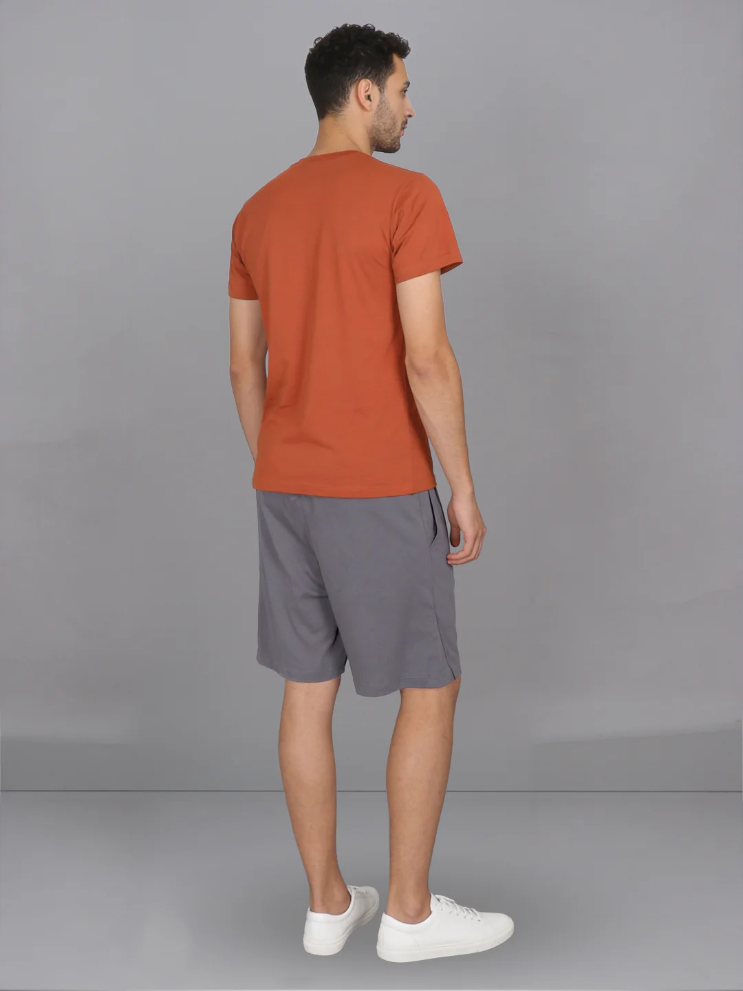 Orange Crew neck T-Shirt with Grey Shorts Combo ES5 - Image 3