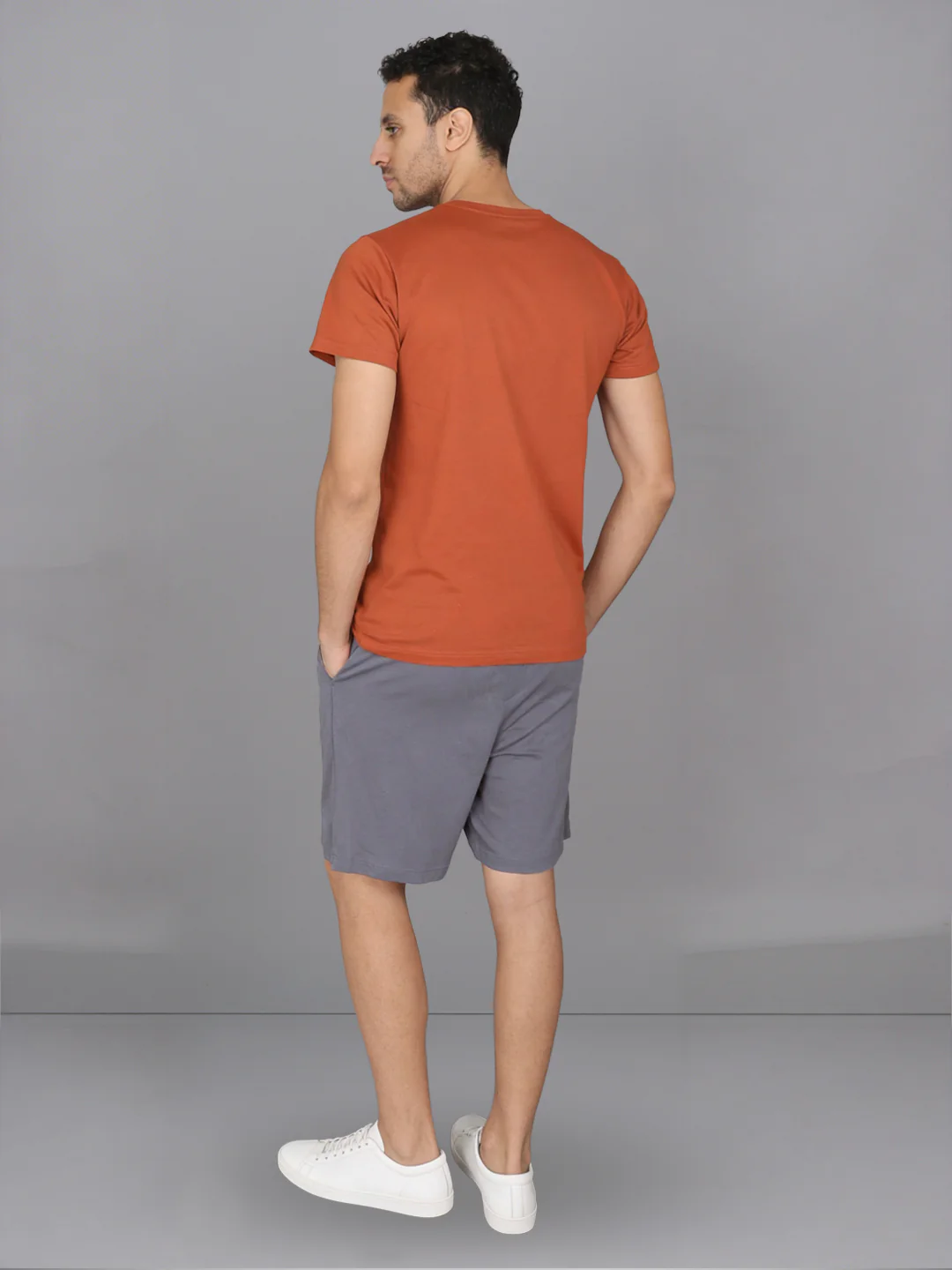 Orange Crew neck T-Shirt with Grey Shorts Combo ES5 - Image 4