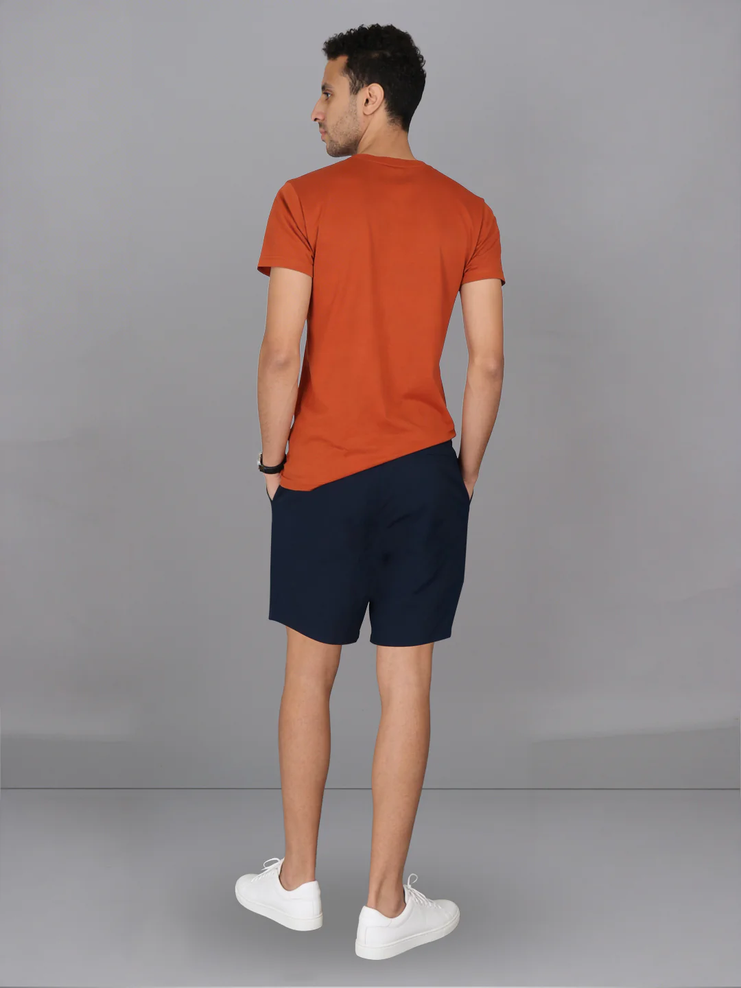 Orange Crew neck T-Shirt with Navy Shorts Combo ES2 - Image 3
