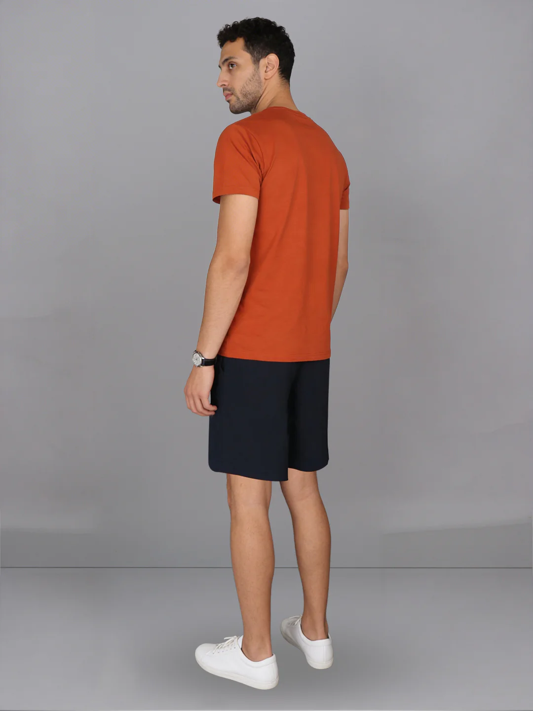 Orange Crew neck T-Shirt with Navy Shorts Combo ES2 - Image 4