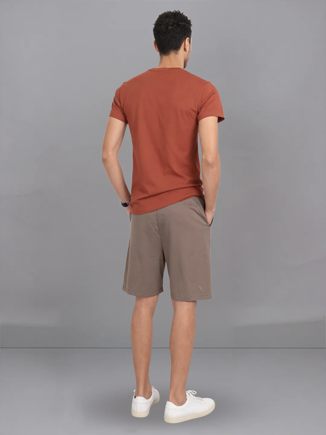 Orange Crew neck T-Shirt with Taupe Shorts Combo ES9 - Image 3