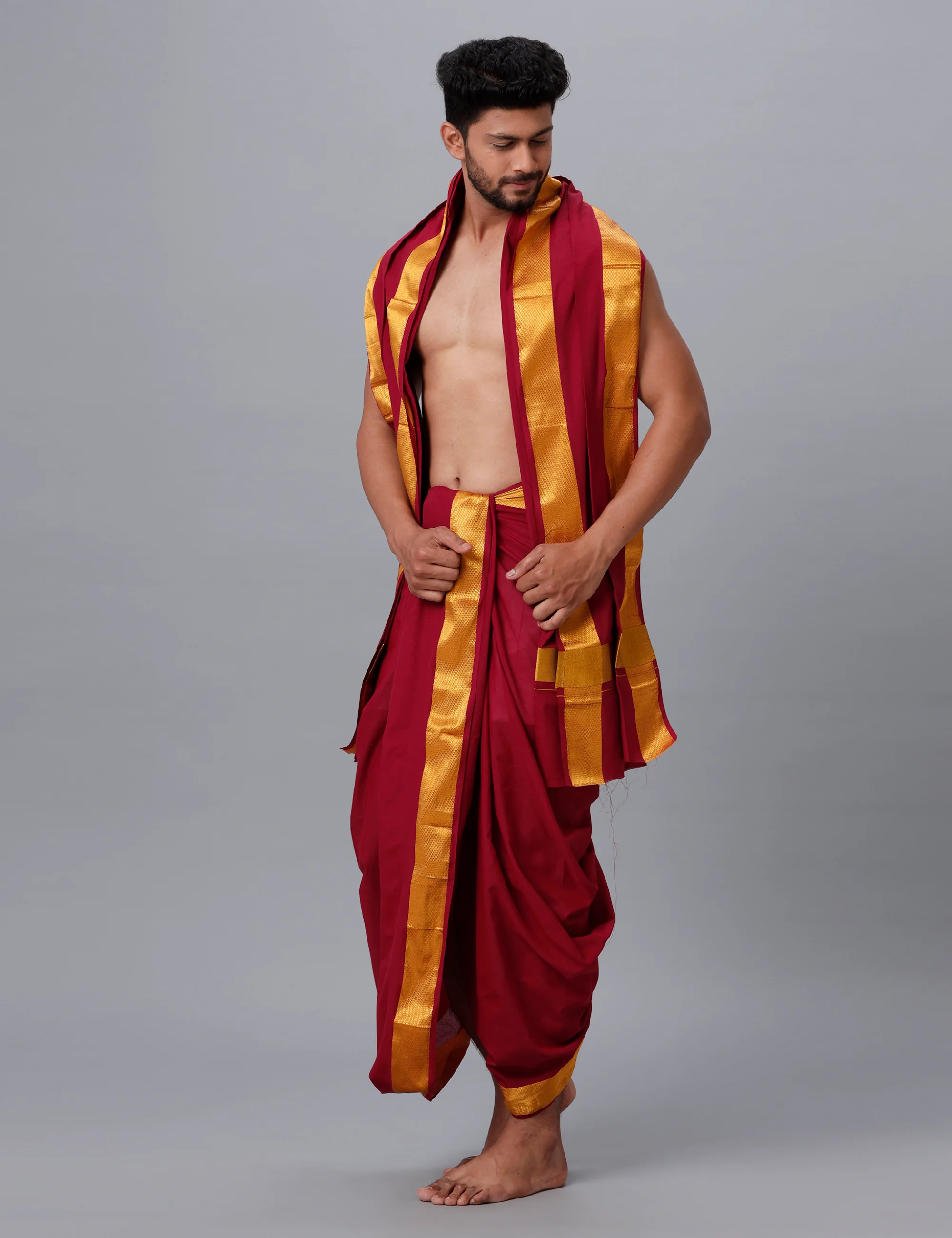 Panchakacham with Angavasthram Dheeksha 100K Maroon (9+5) - Image 2