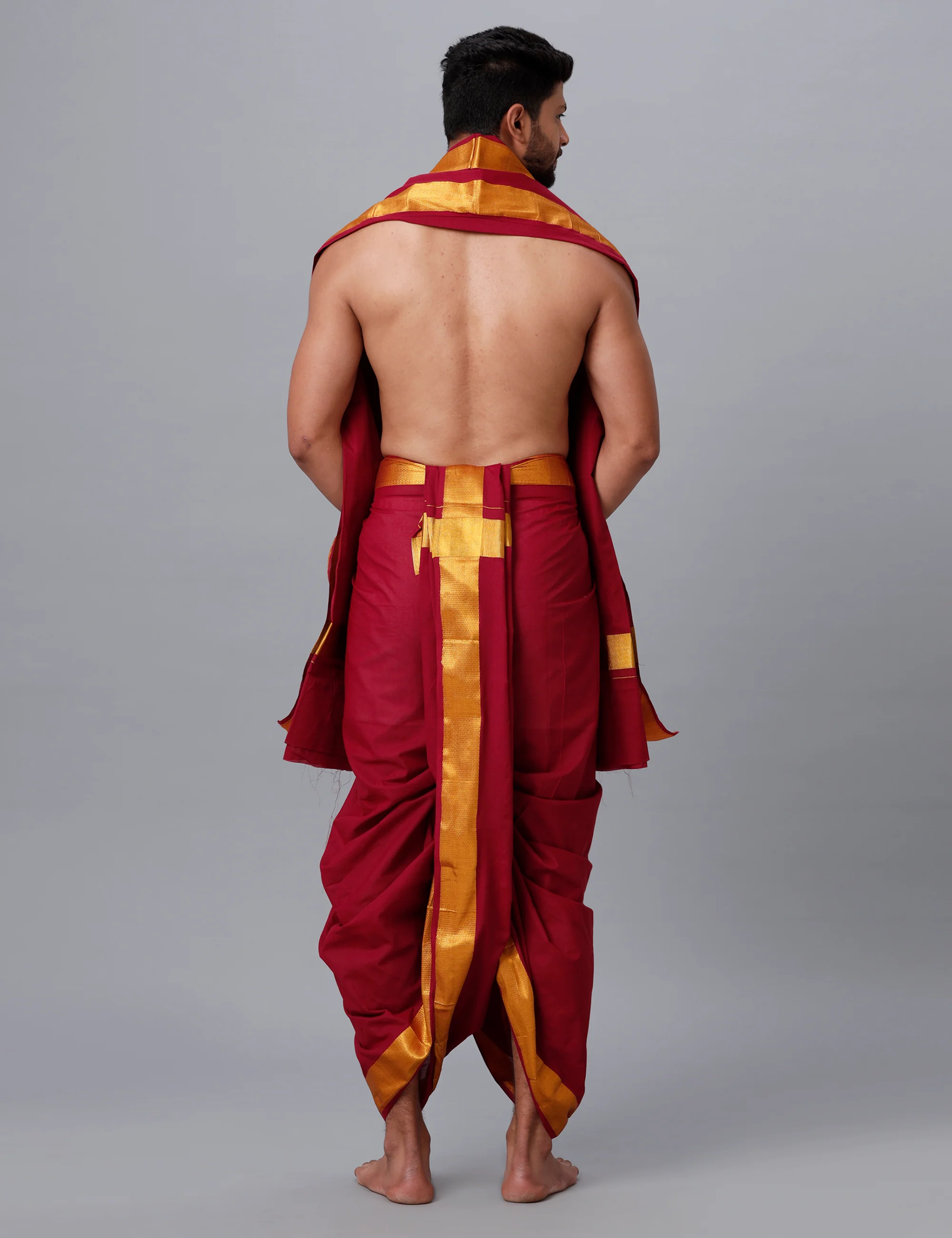 Panchakacham with Angavasthram Dheeksha 100K Maroon (9+5) - Image 3