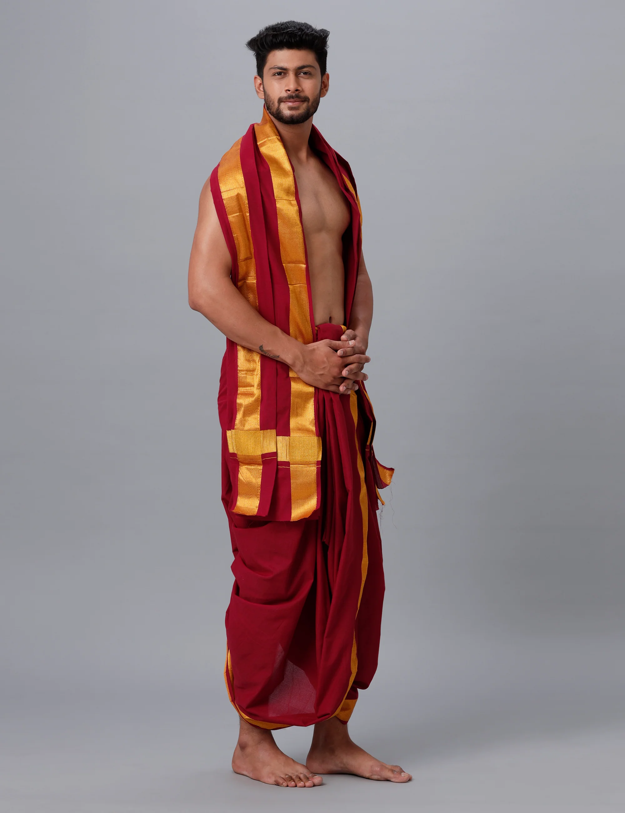 Panchakacham with Angavasthram Dheeksha 100K Maroon (9+5) - Image 4