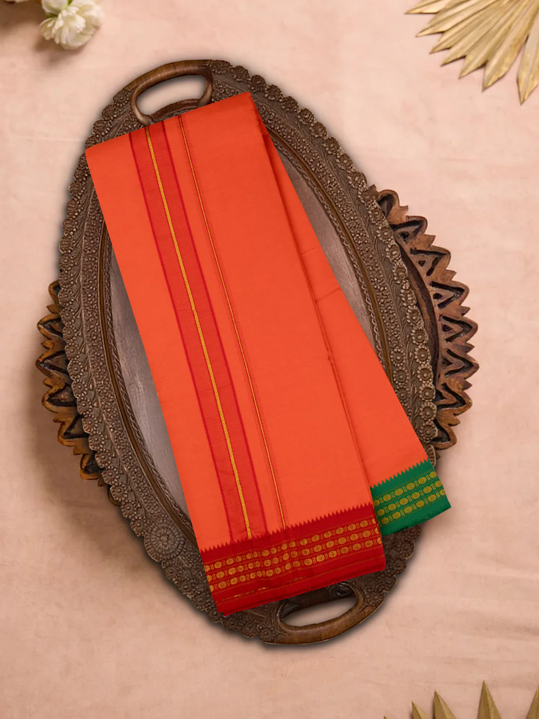 Panchakacham with Angavasthram Dheeksha Orange (9+5) - Image 2