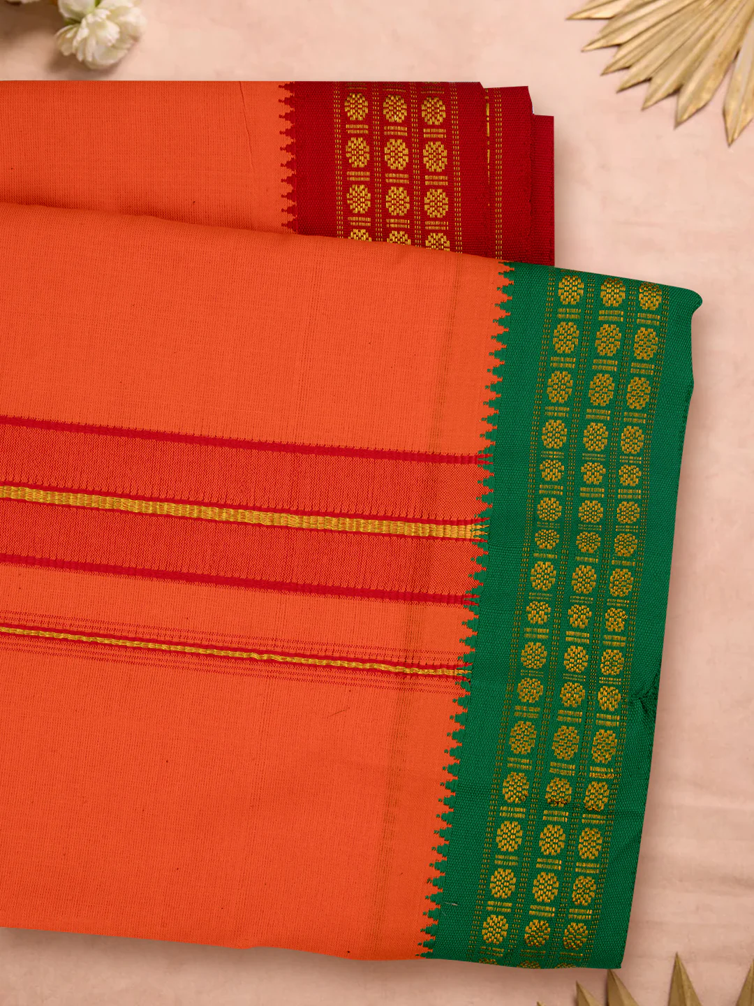Panchakacham with Angavasthram Dheeksha Orange (9+5) - Image 3