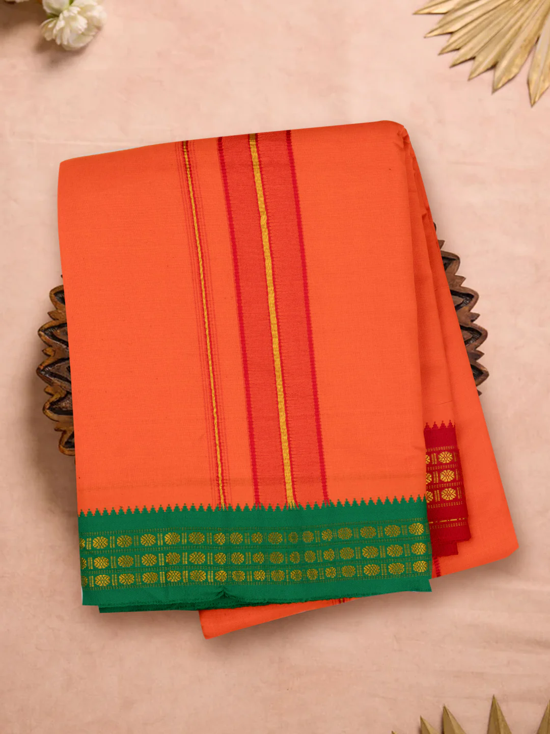 Panchakacham with Angavasthram Dheeksha Orange (9+5) - Image 6