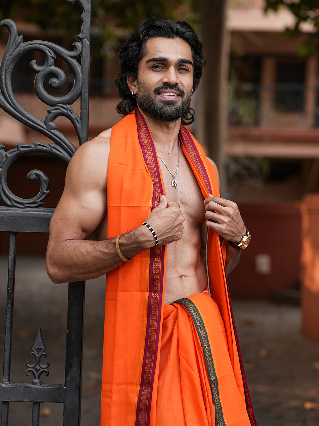 Panchakacham with Angavasthram Orange (9+5) Shreeman Pet - Image 2