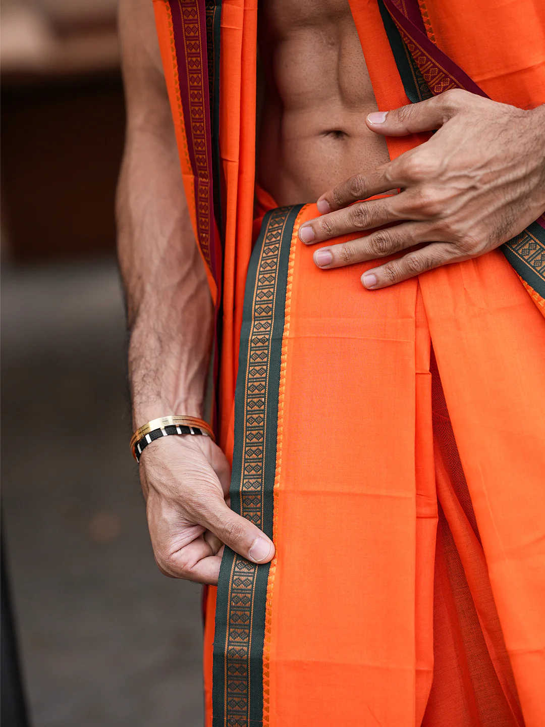 Panchakacham with Angavasthram Orange (9+5) Shreeman Pet - Image 5
