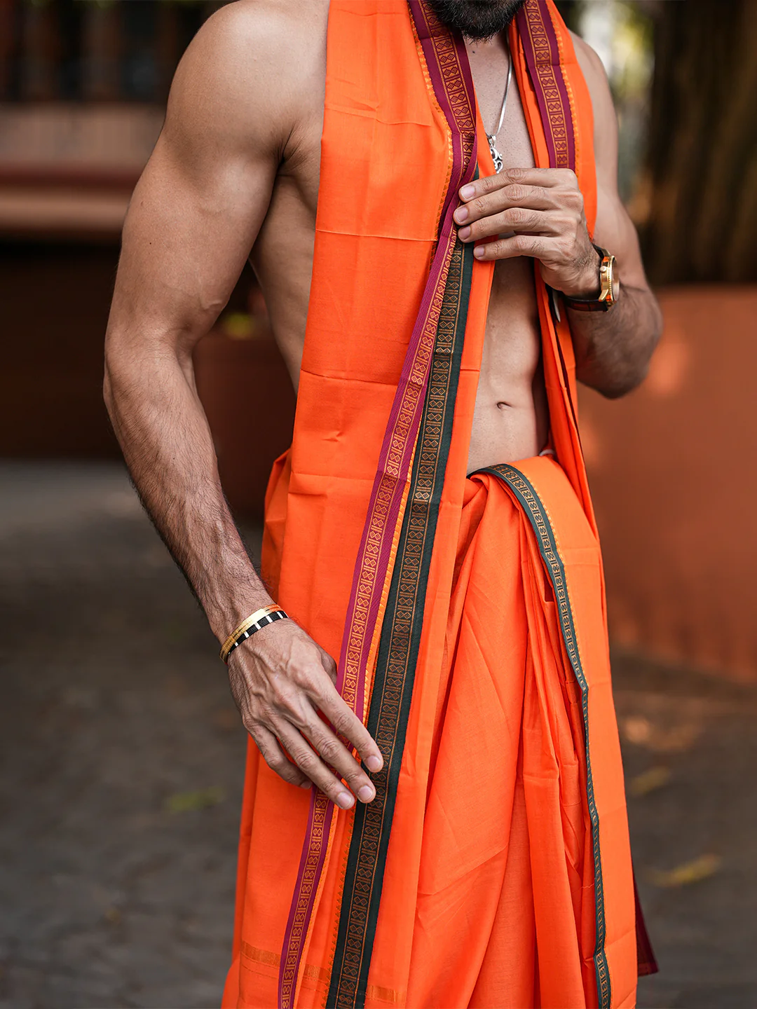 Panchakacham with Angavasthram Orange (9+5) Shreeman Pet - Image 6