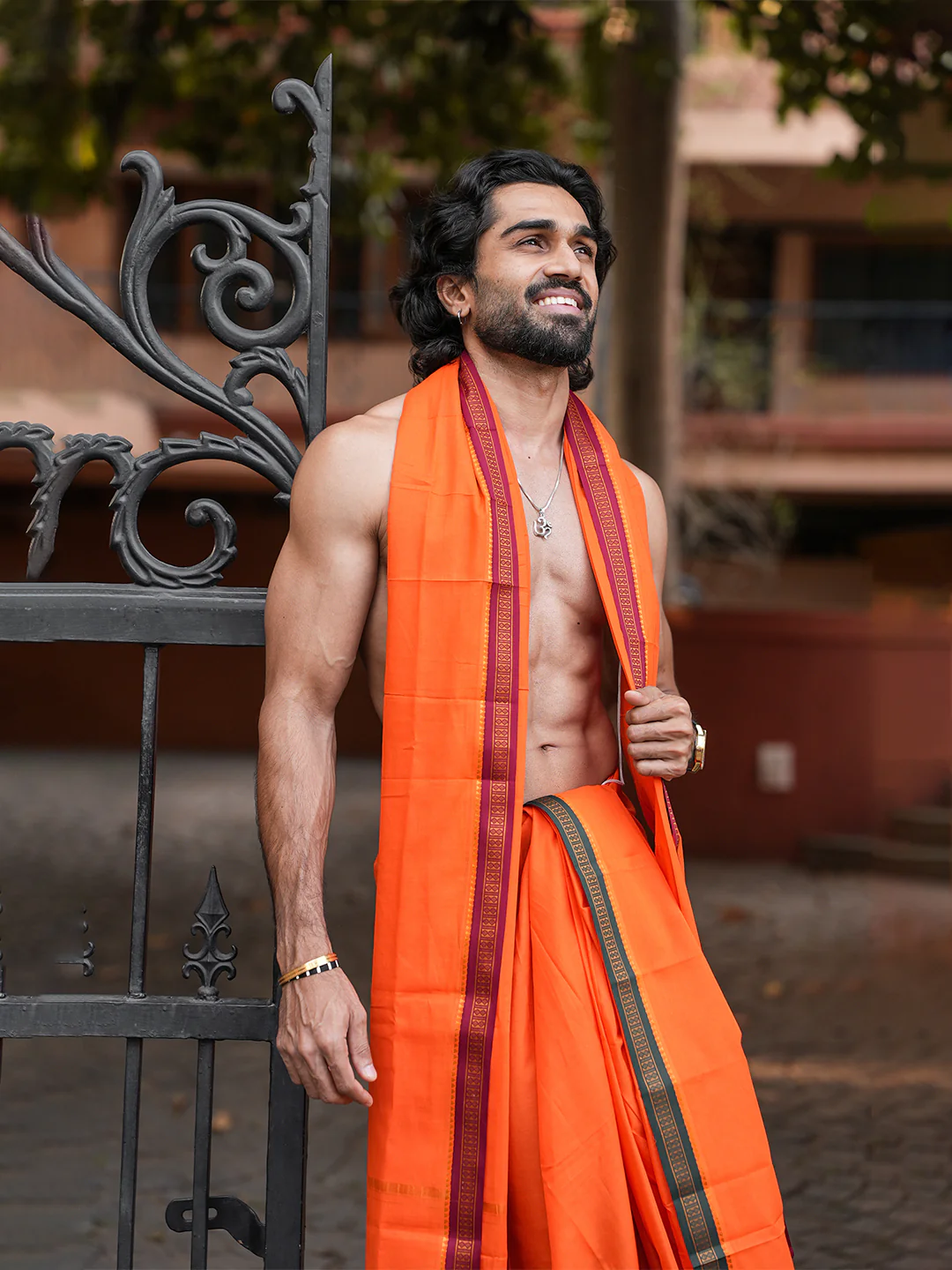 Panchakacham with Angavasthram Orange (9+5) Shreeman Pet - Image 7