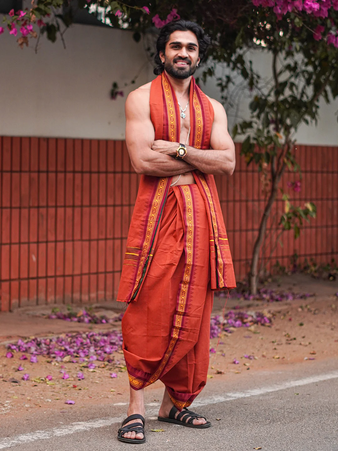 Panchakacham with Angavasthram Red (9+5) Shreeman Pet