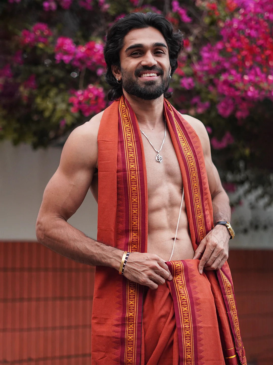 Panchakacham with Angavasthram Red (9+5) Shreeman Pet - Image 2