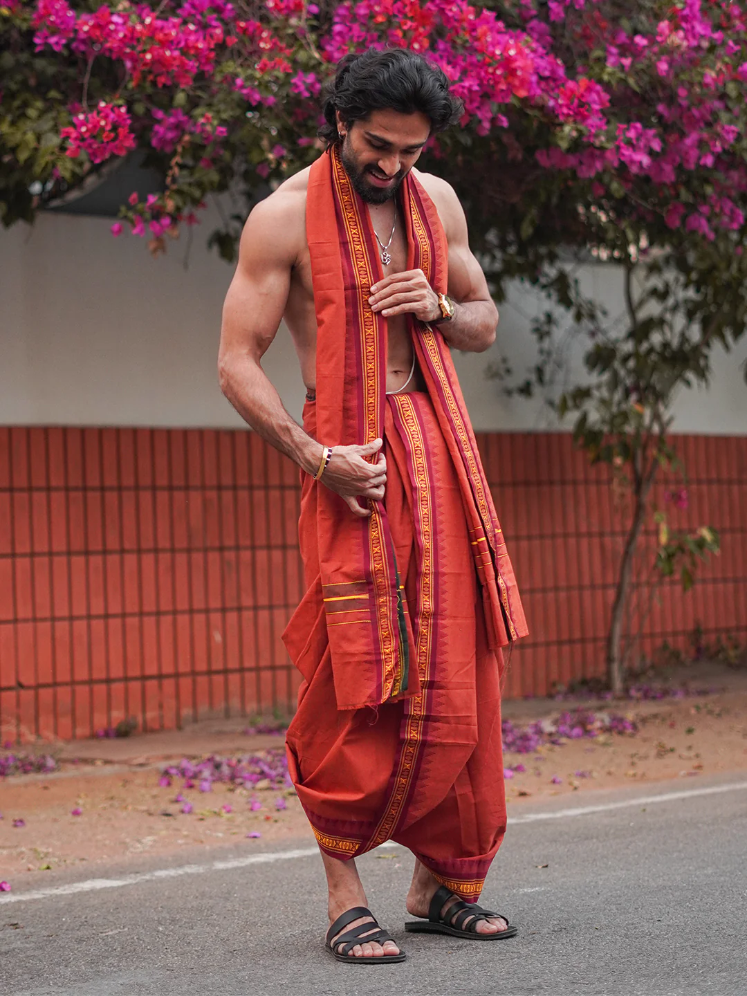 Panchakacham with Angavasthram Red (9+5) Shreeman Pet - Image 4