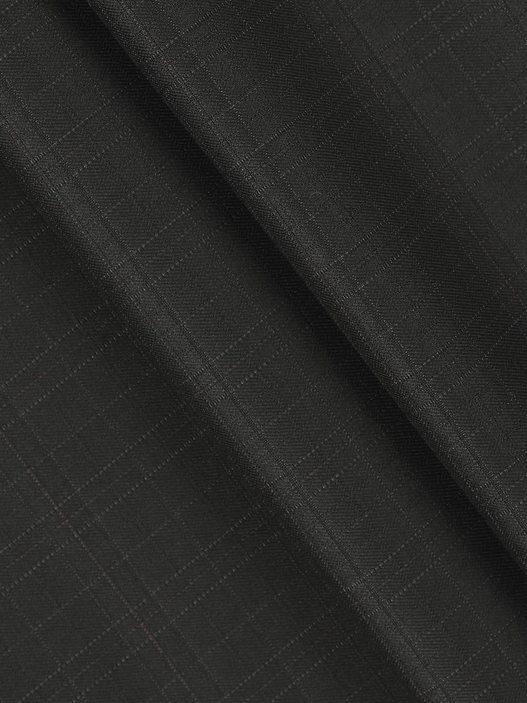 Poly Viscose Blend Checked Stretch Suiting Fabric Black Miracle - Image 2