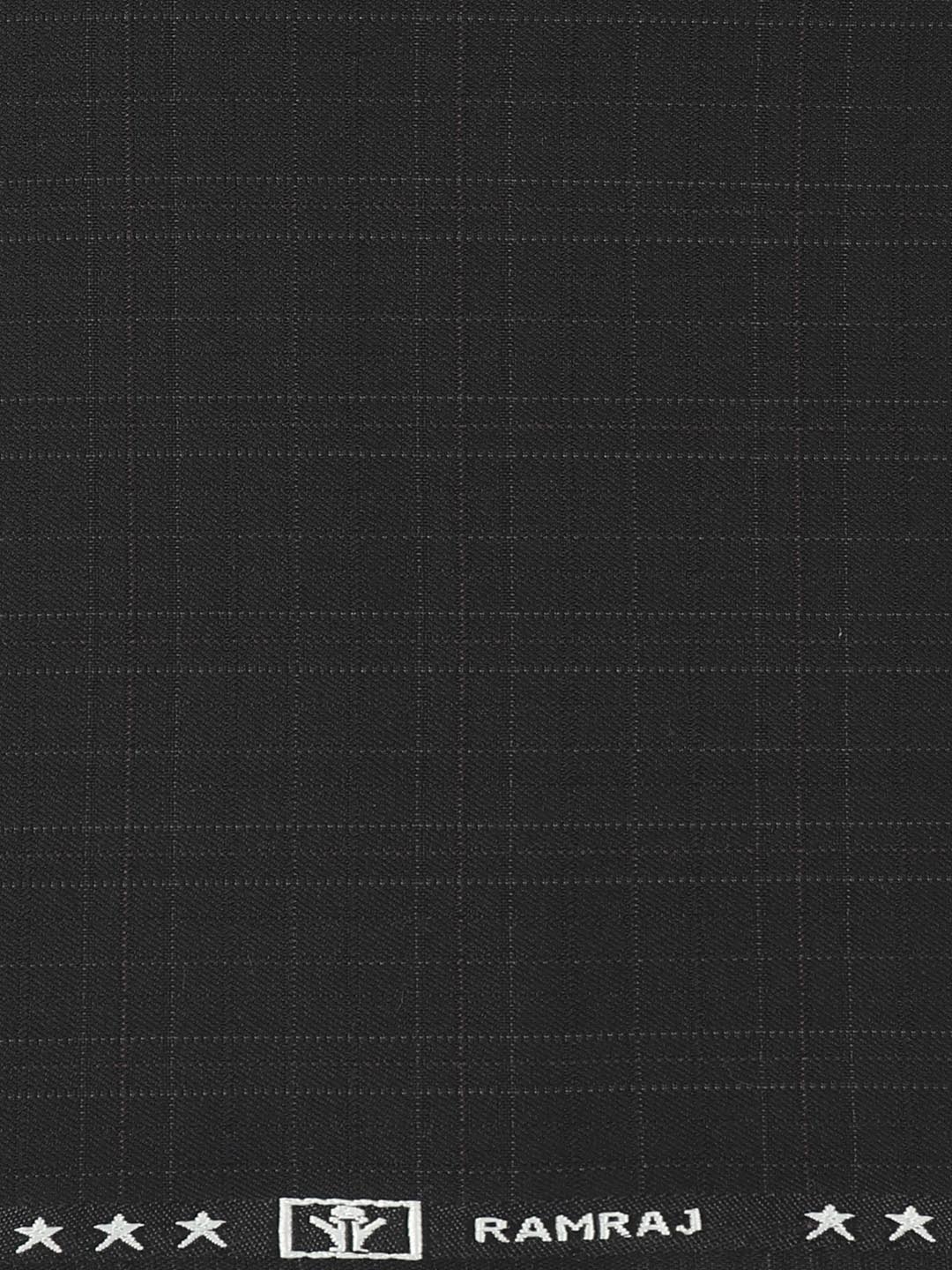 Poly Viscose Blend Checked Stretch Suiting Fabric Black Miracle - Image 3