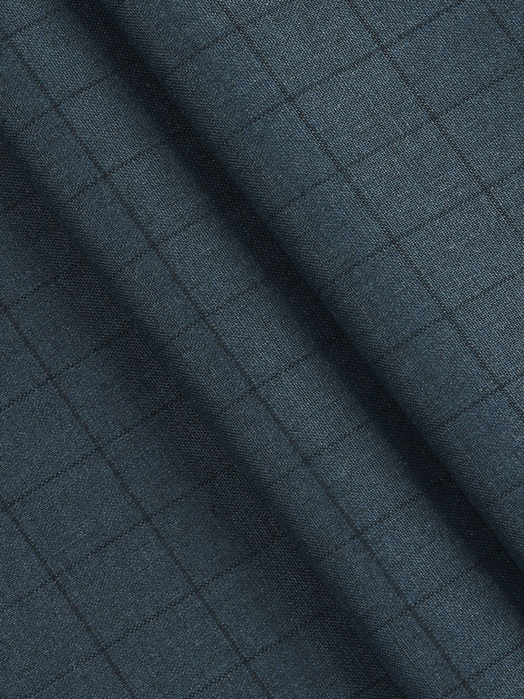 Poly Viscose Blend Checked Stretch Suiting Fabric Blue Enable - Image 2