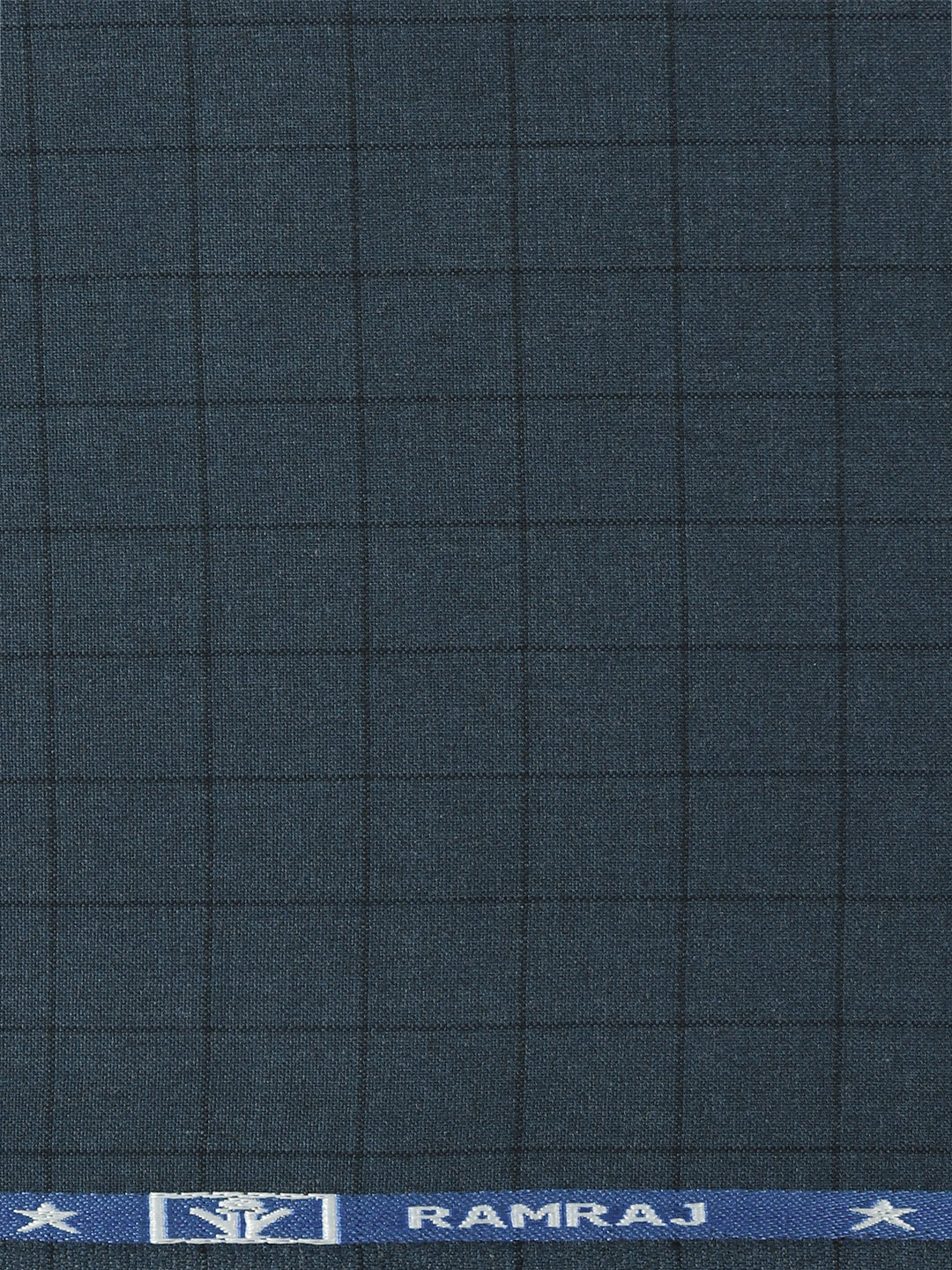 Poly Viscose Blend Checked Stretch Suiting Fabric Blue Enable - Image 3