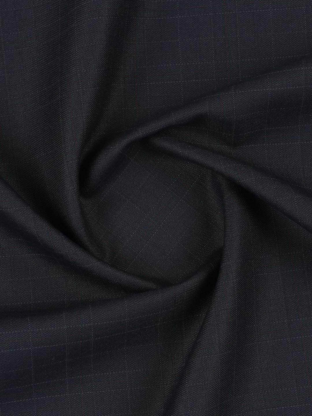 Poly Viscose Blend Checked Stretch Suiting Fabric Blue Miracle - Image 2