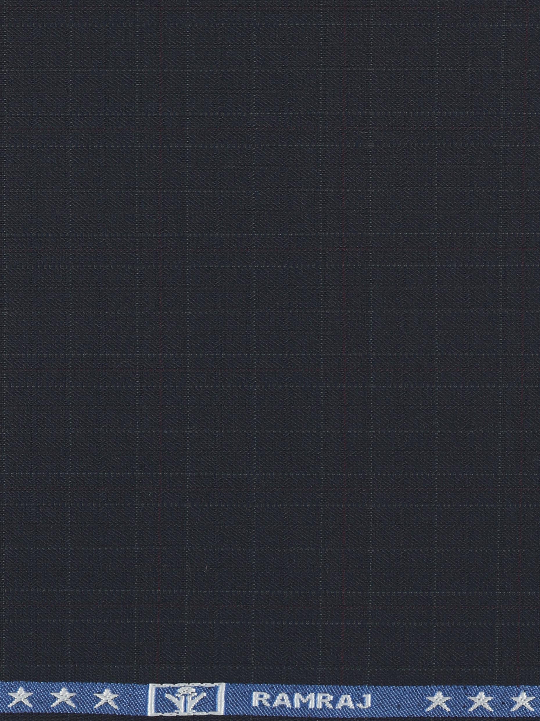 Poly Viscose Blend Checked Stretch Suiting Fabric Blue Miracle - Image 3