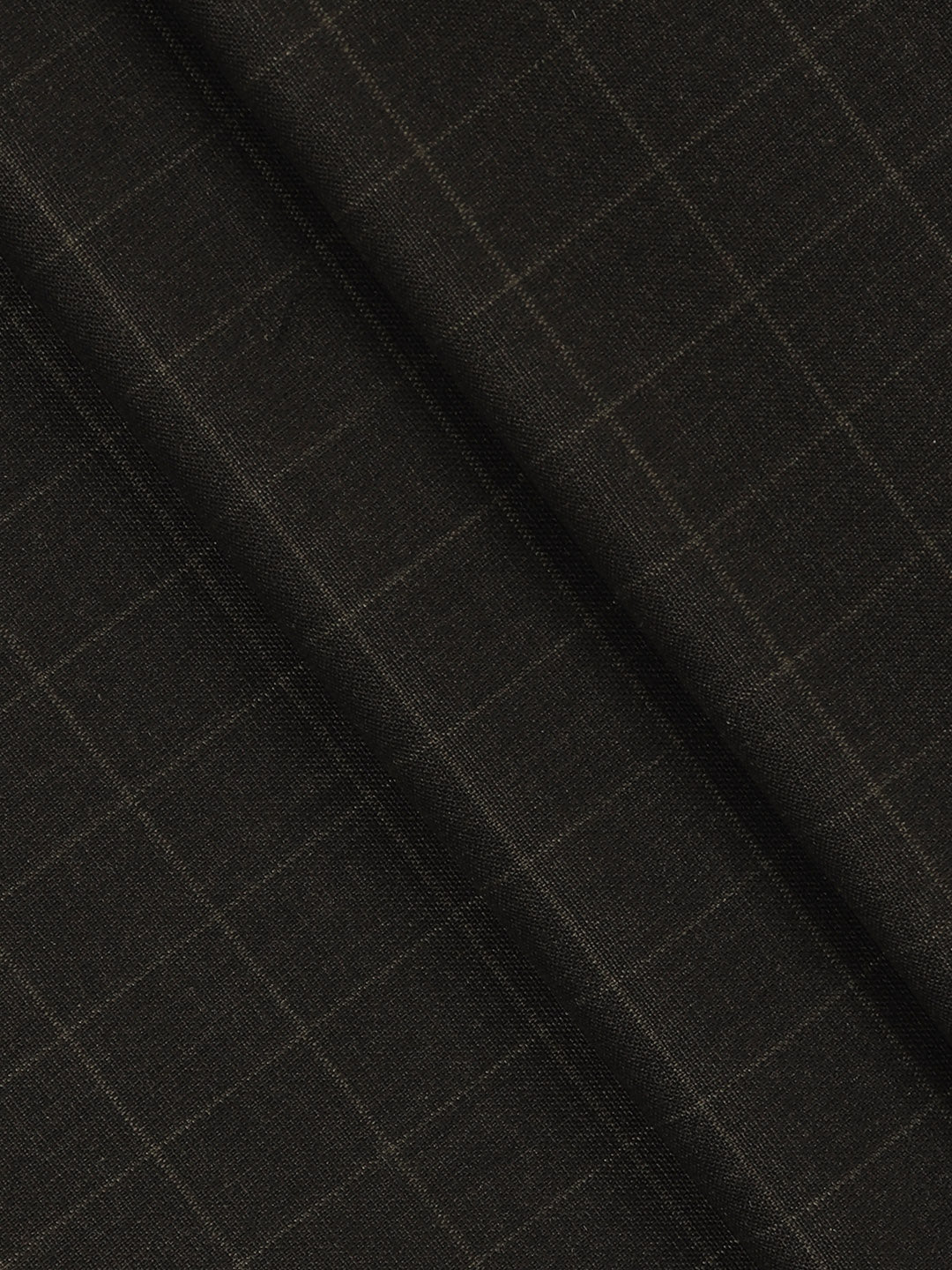 Poly Viscose Blend Checked Stretch Suiting Fabric Brown Enable