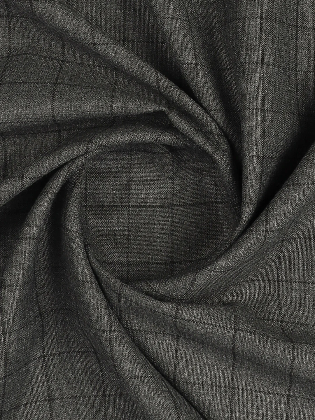 Poly Viscose Blend Checked Stretch Suiting Fabric Dark Grey Enable - Image 2