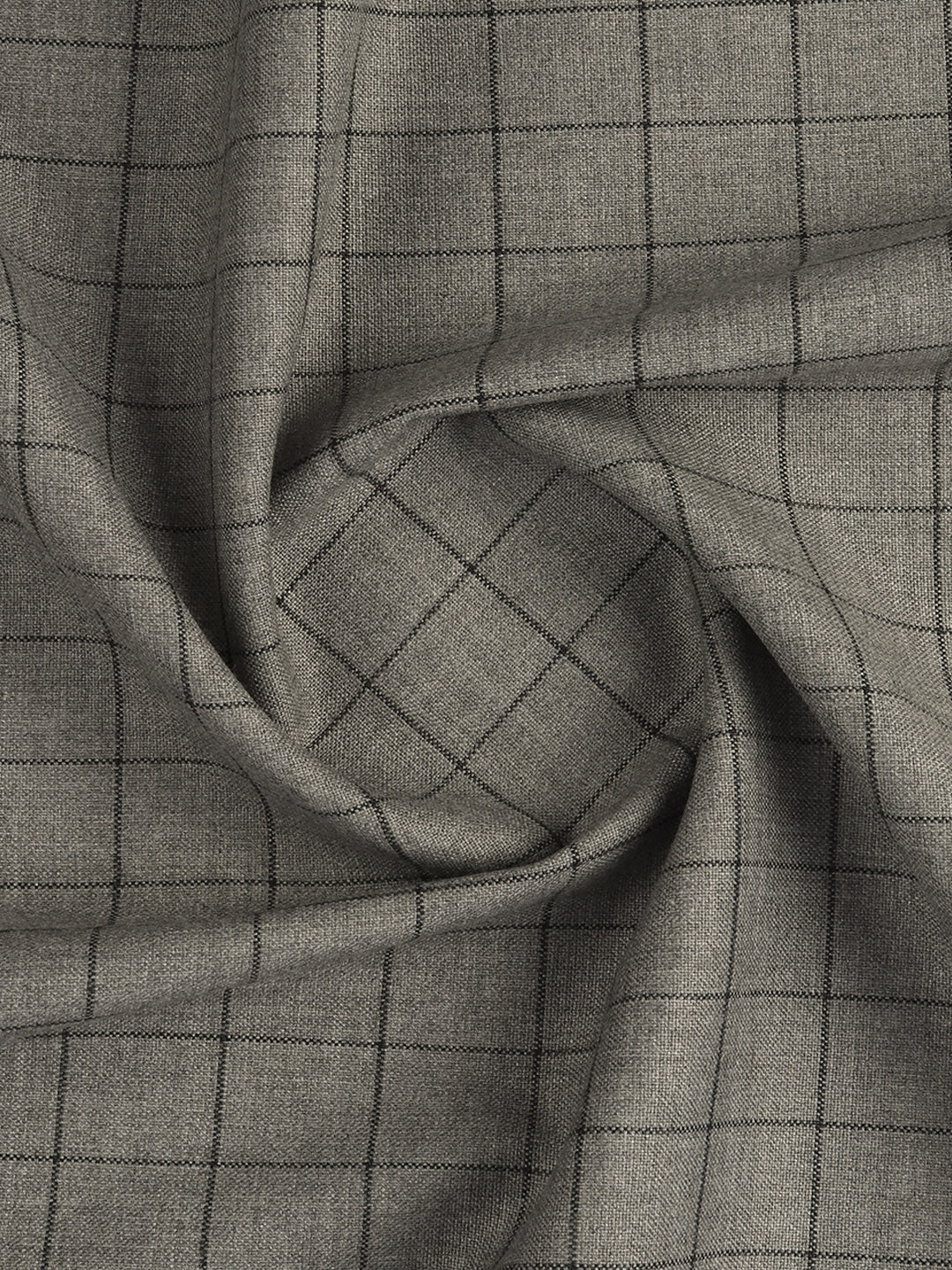 Poly Viscose Blend Checked Stretch Suiting Fabric Grey Enable