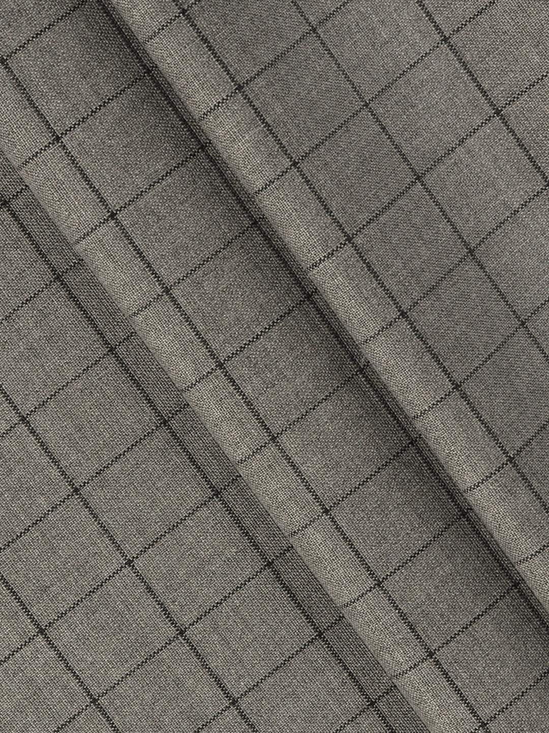 Poly Viscose Blend Checked Stretch Suiting Fabric Grey Enable - Image 2