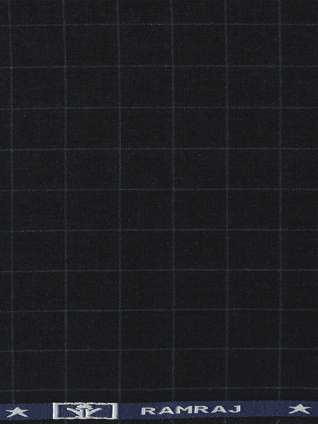 Poly Viscose Blend Checked Stretch Suiting Fabric Navy Blue Enable - Image 3