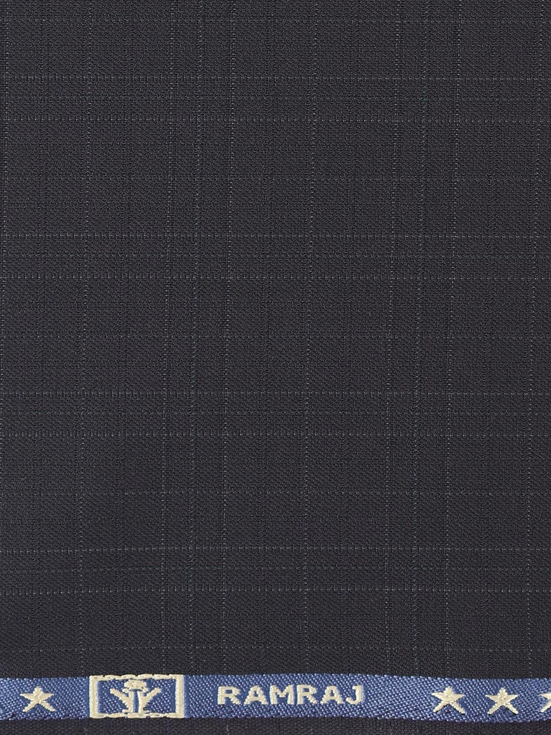 Poly Viscose Blend Checked Stretch Suiting Fabric Navy Miracle - Image 3
