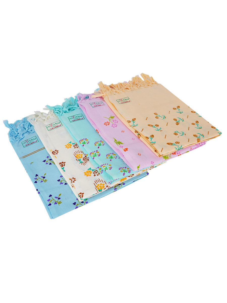 Premium Cotton Assorted Colour and Printed Napkin / Hand Towel (Pack of 6) - Image 9