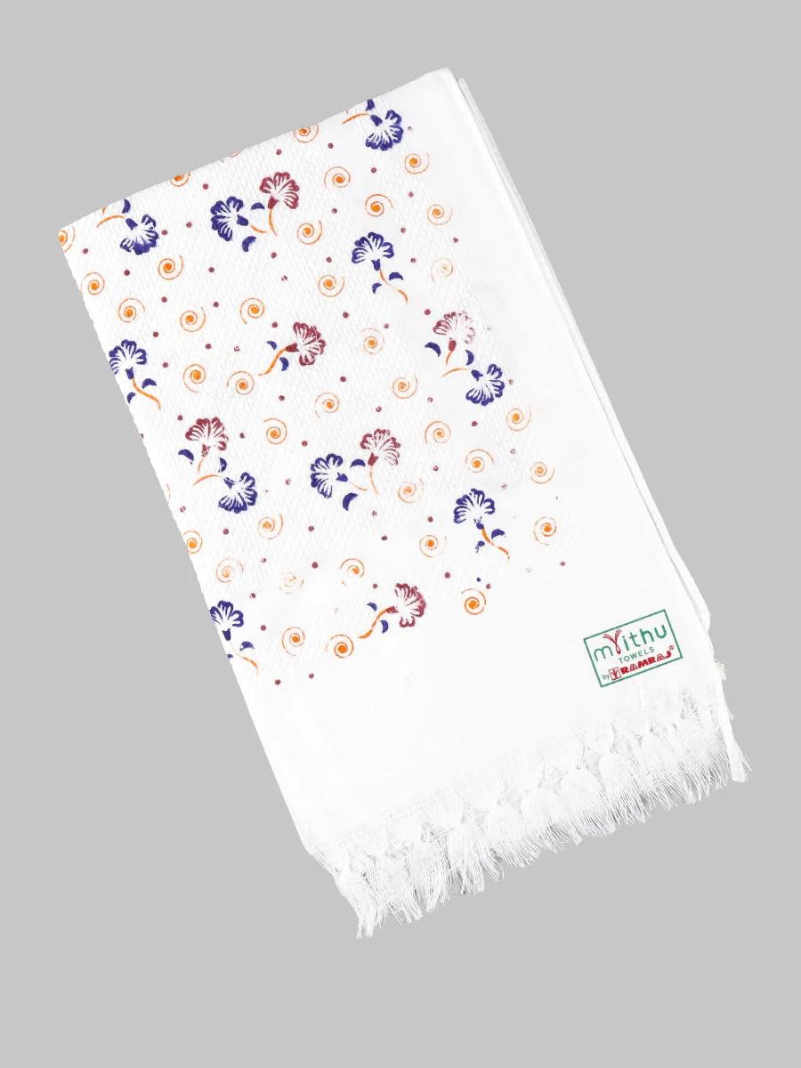 Premium Cotton White with Assorted Printed Napkin / Hand Towel (Pack of 6) - Image 10