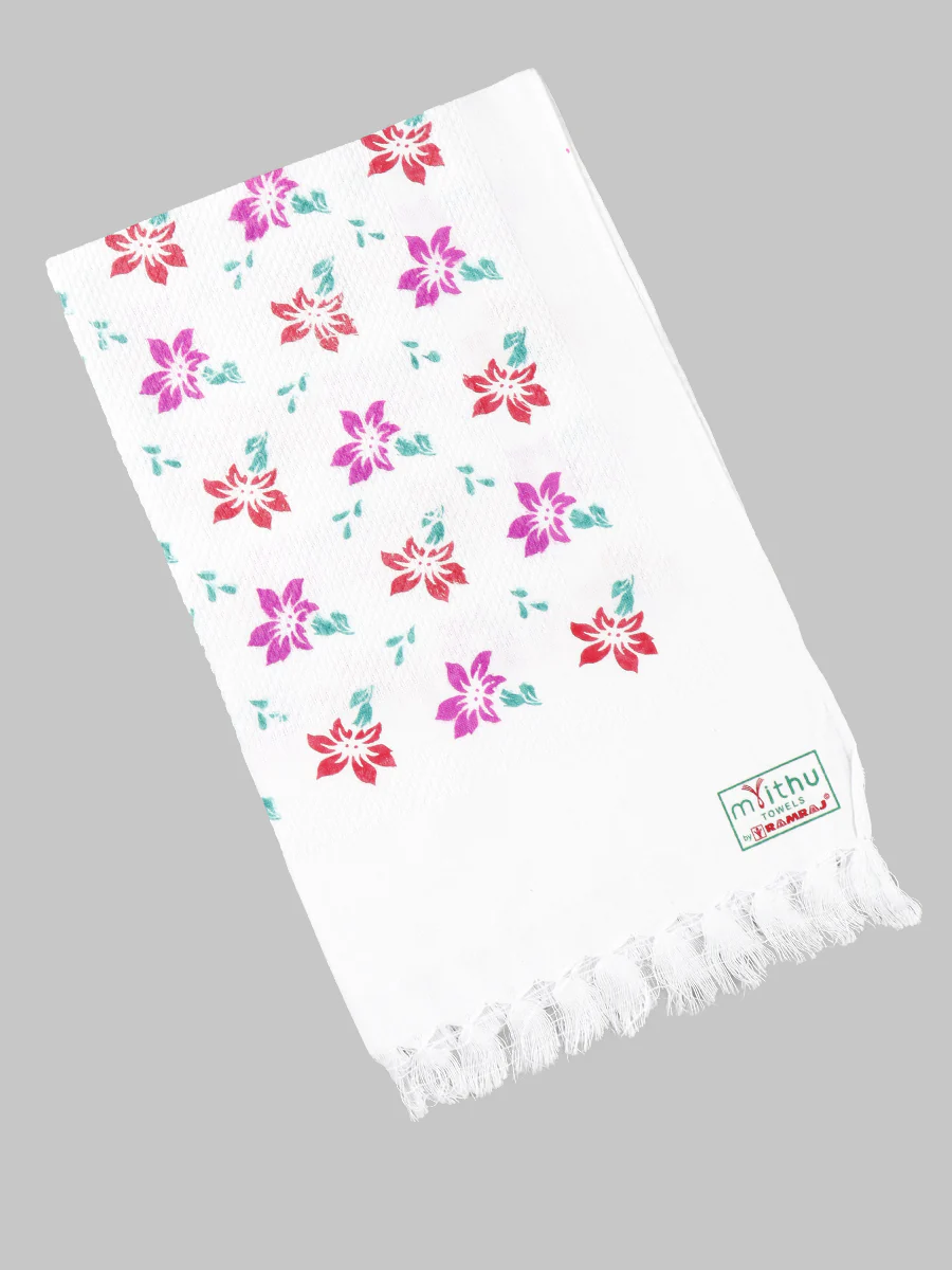 Premium Cotton White with Assorted Printed Napkin / Hand Towel (Pack of 6) - Image 11