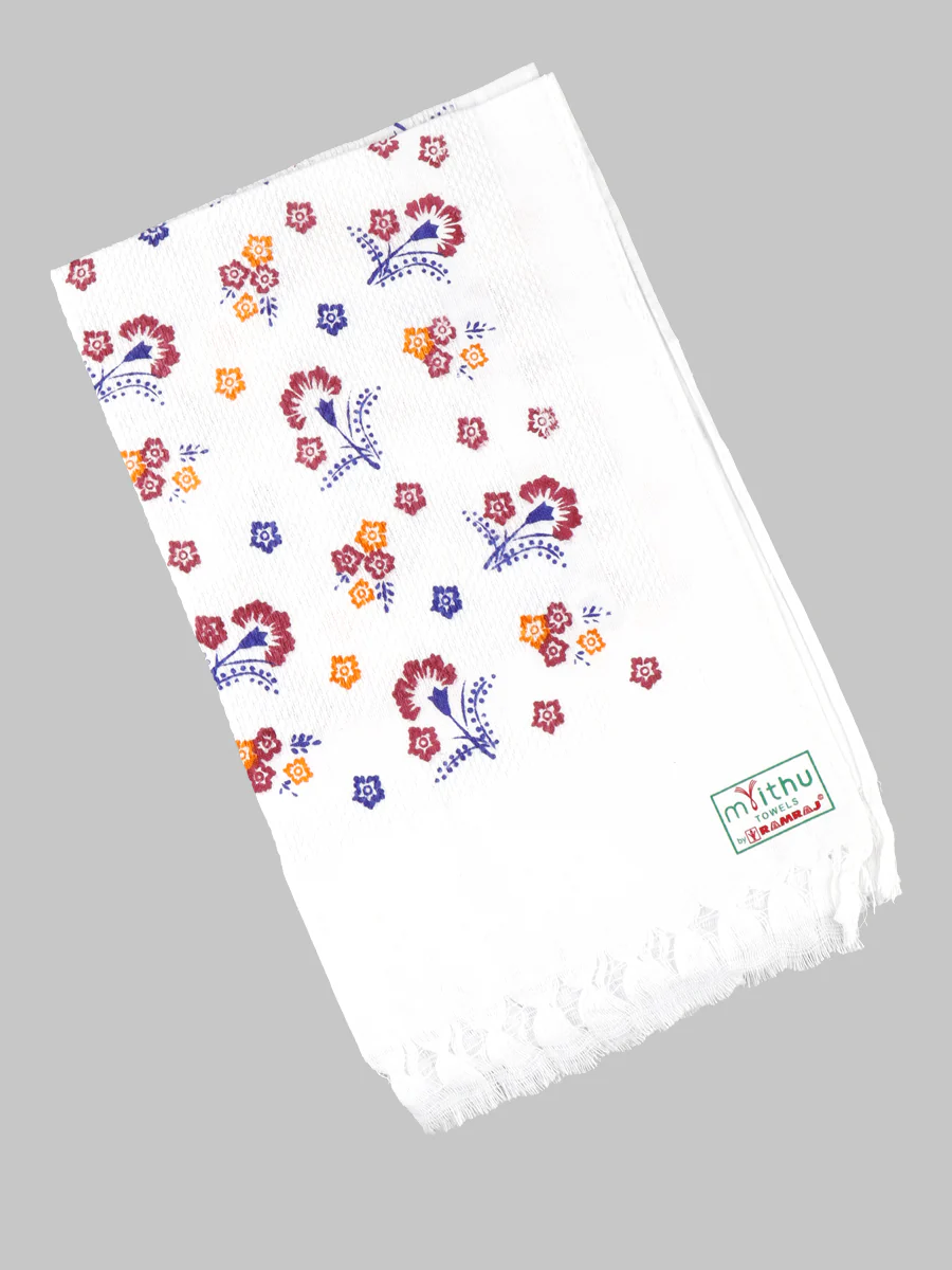 Premium Cotton White with Assorted Printed Napkin / Hand Towel (Pack of 6) - Image 12