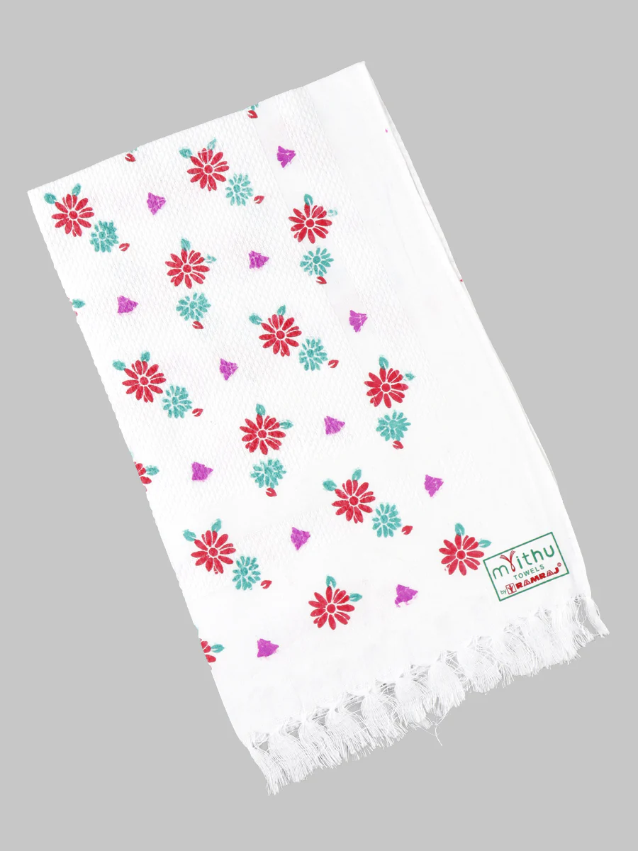 Premium Cotton White with Assorted Printed Napkin / Hand Towel (Pack of 6) - Image 13