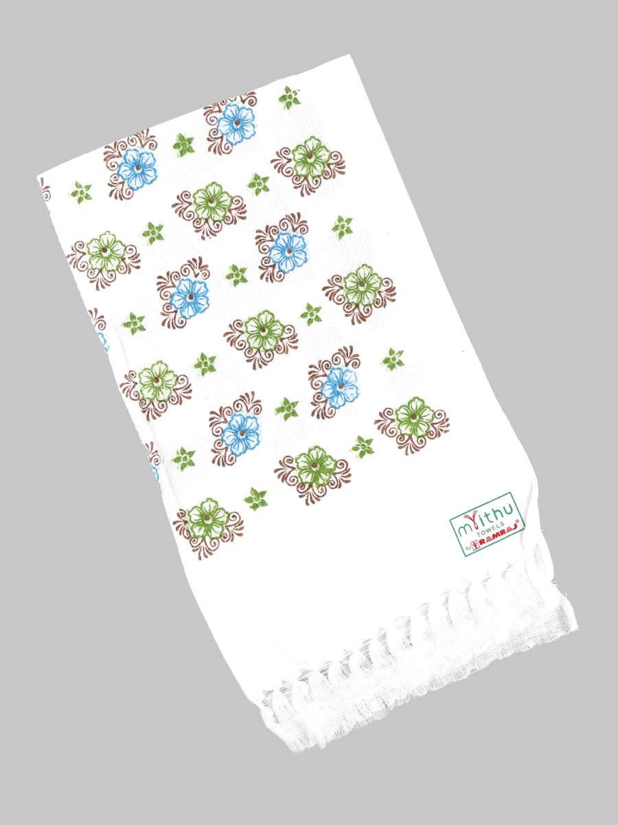 Premium Cotton White with Assorted Printed Napkin / Hand Towel (Pack of 6) - Image 14