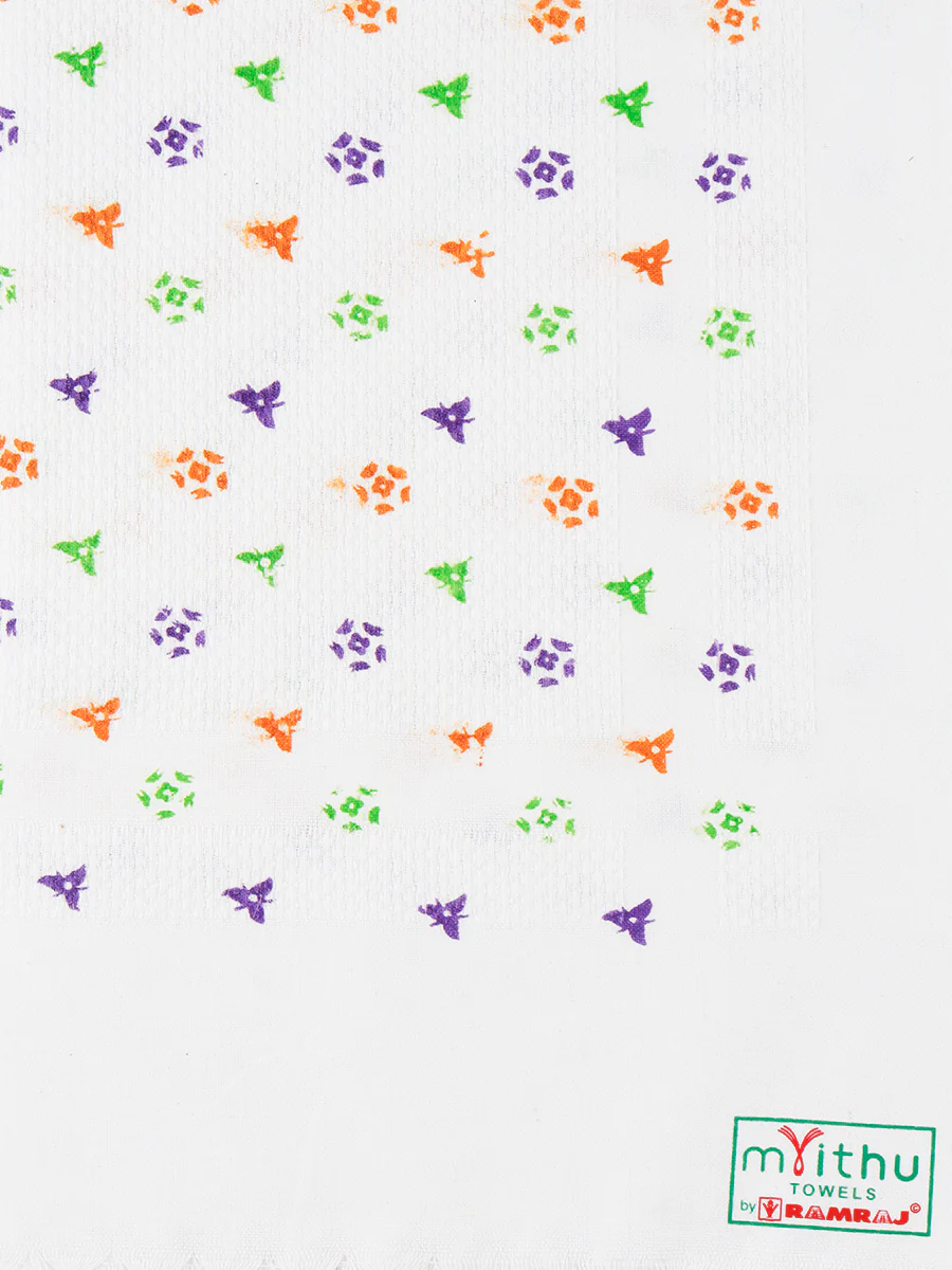 Premium Cotton White with Assorted Printed Napkin / Hand Towel (Pack of 6) - Image 17