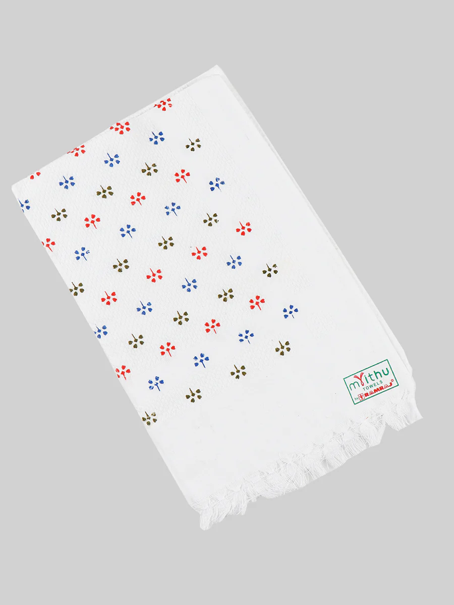 Premium Cotton White with Assorted Printed Napkin / Hand Towel (Pack of 6) - Image 19