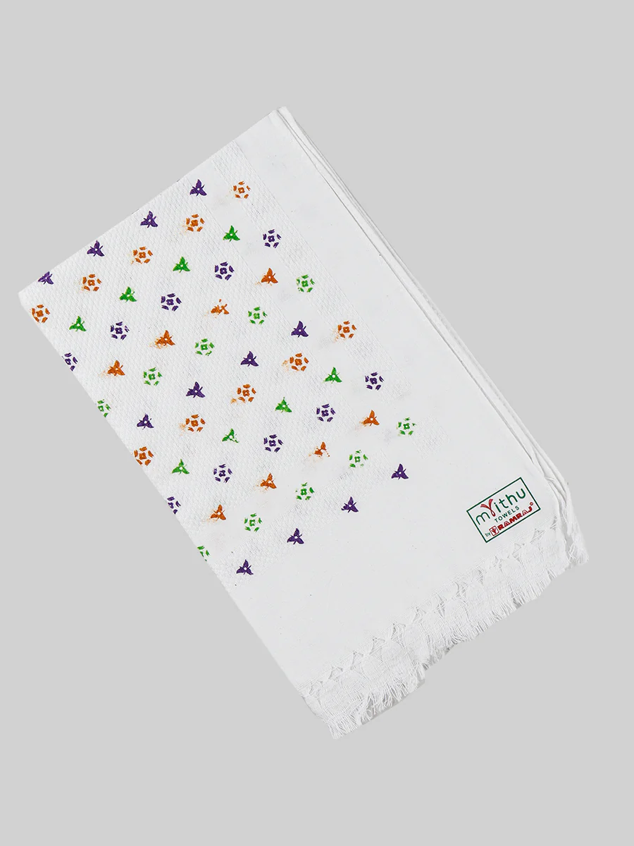 Premium Cotton White with Assorted Printed Napkin / Hand Towel (Pack of 6) - Image 20