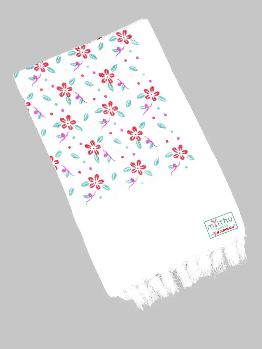 Premium Cotton White with Assorted Printed Napkin / Hand Towel (Pack of 6) - Image 4