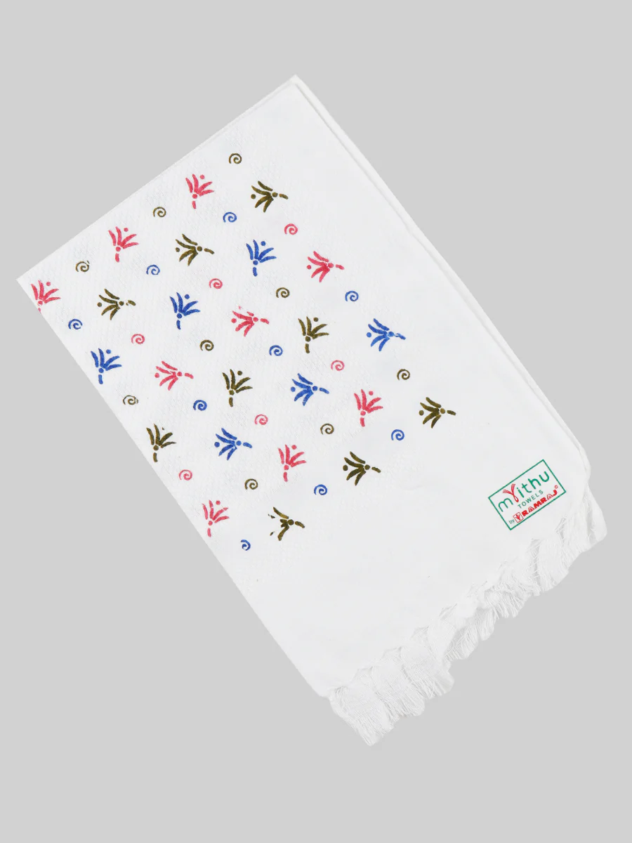 Premium Cotton White with Assorted Printed Napkin / Hand Towel (Pack of 6) - Image 5