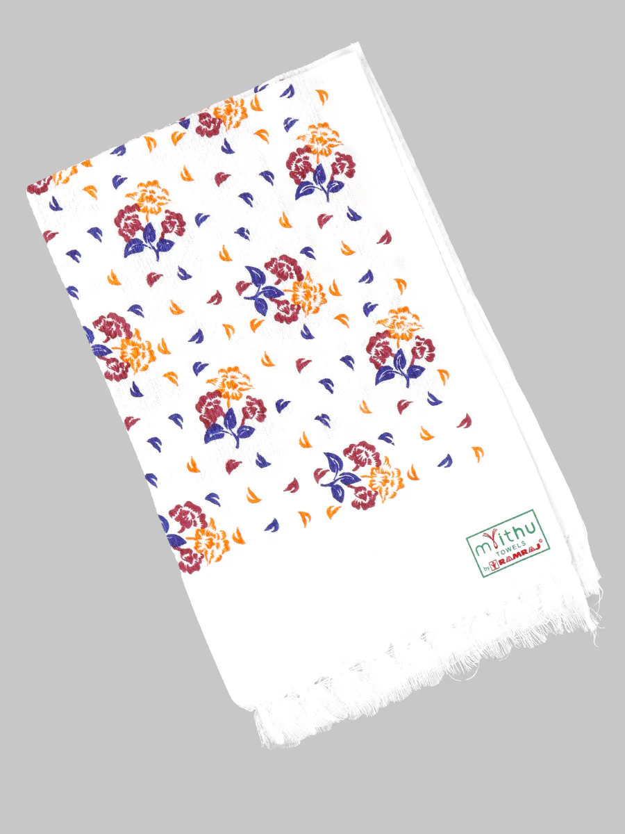 Premium Cotton White with Assorted Printed Napkin / Hand Towel (Pack of 6) - Image 6