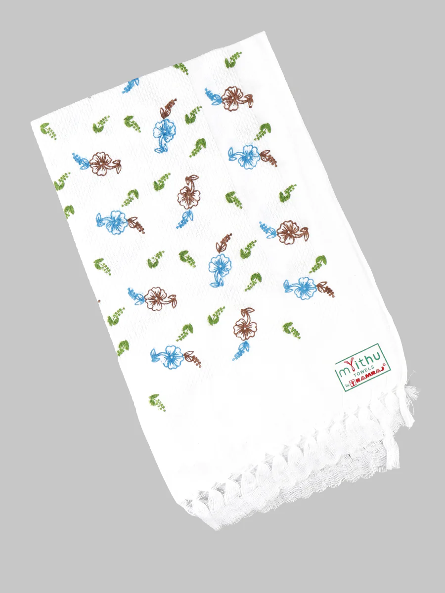 Premium Cotton White with Assorted Printed Napkin / Hand Towel (Pack of 6) - Image 8
