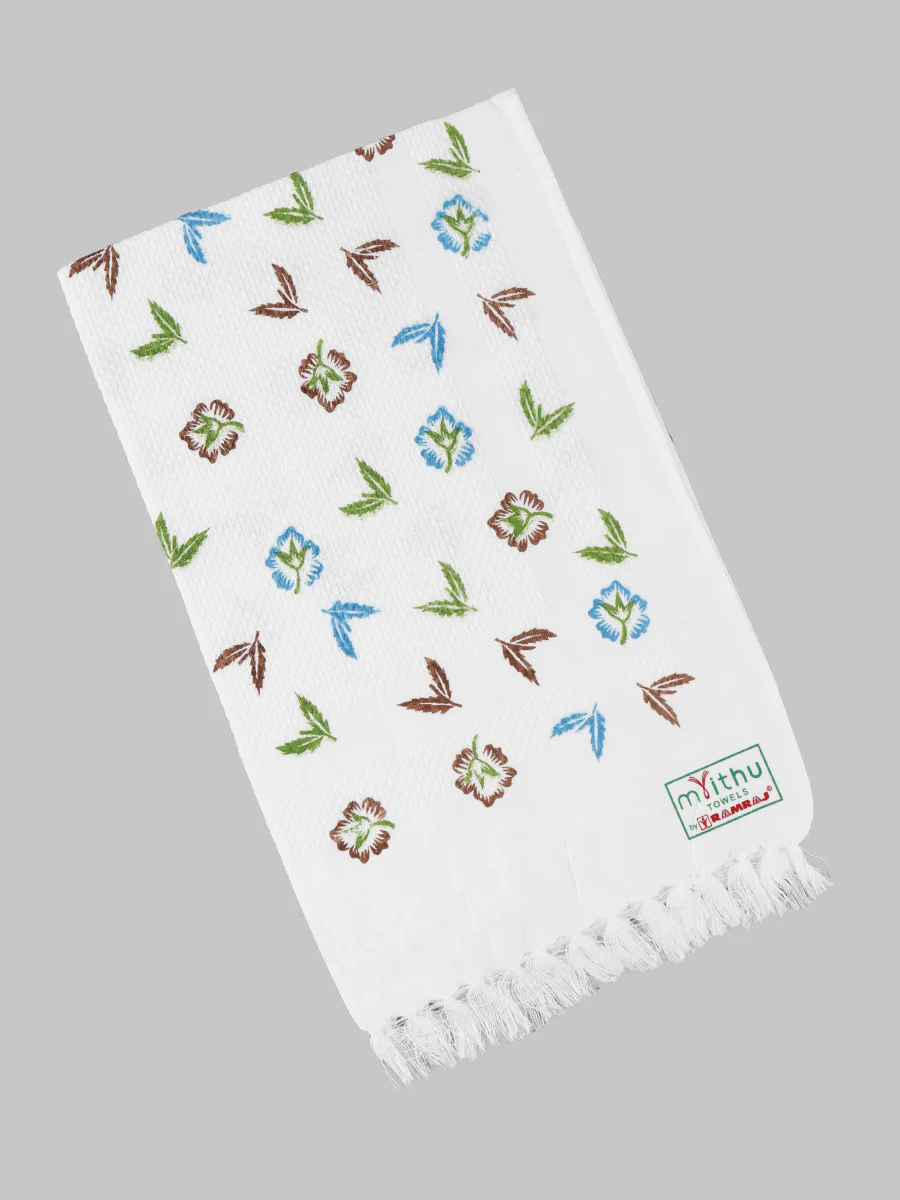 Premium Cotton White with Assorted Printed Napkin / Hand Towel (Pack of 6) - Image 9