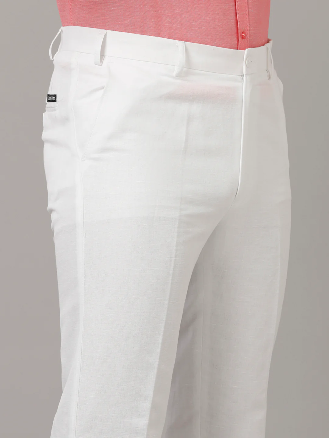 Premium Linen Cotton White Regular Fit Pants - Image 4