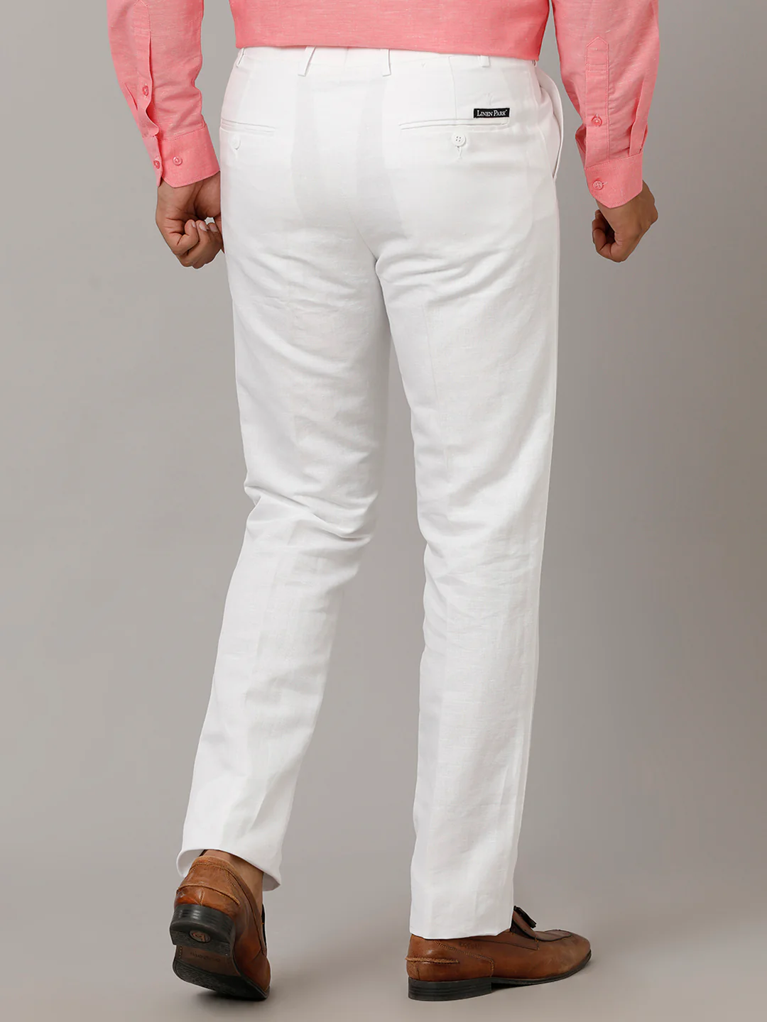 Premium Linen Cotton White Regular Fit Pants - Image 5