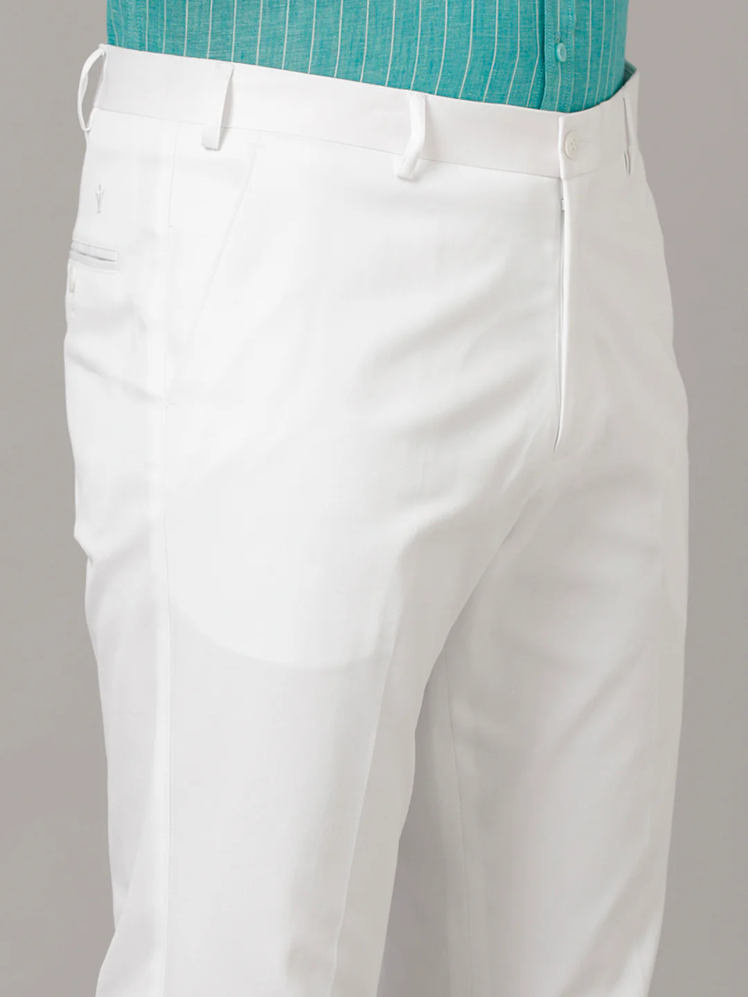 Premium Linen Cotton White Regular Fit Pants Easy Care - Image 3