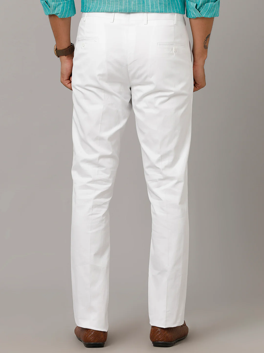 Premium Linen Cotton White Regular Fit Pants Easy Care - Image 4