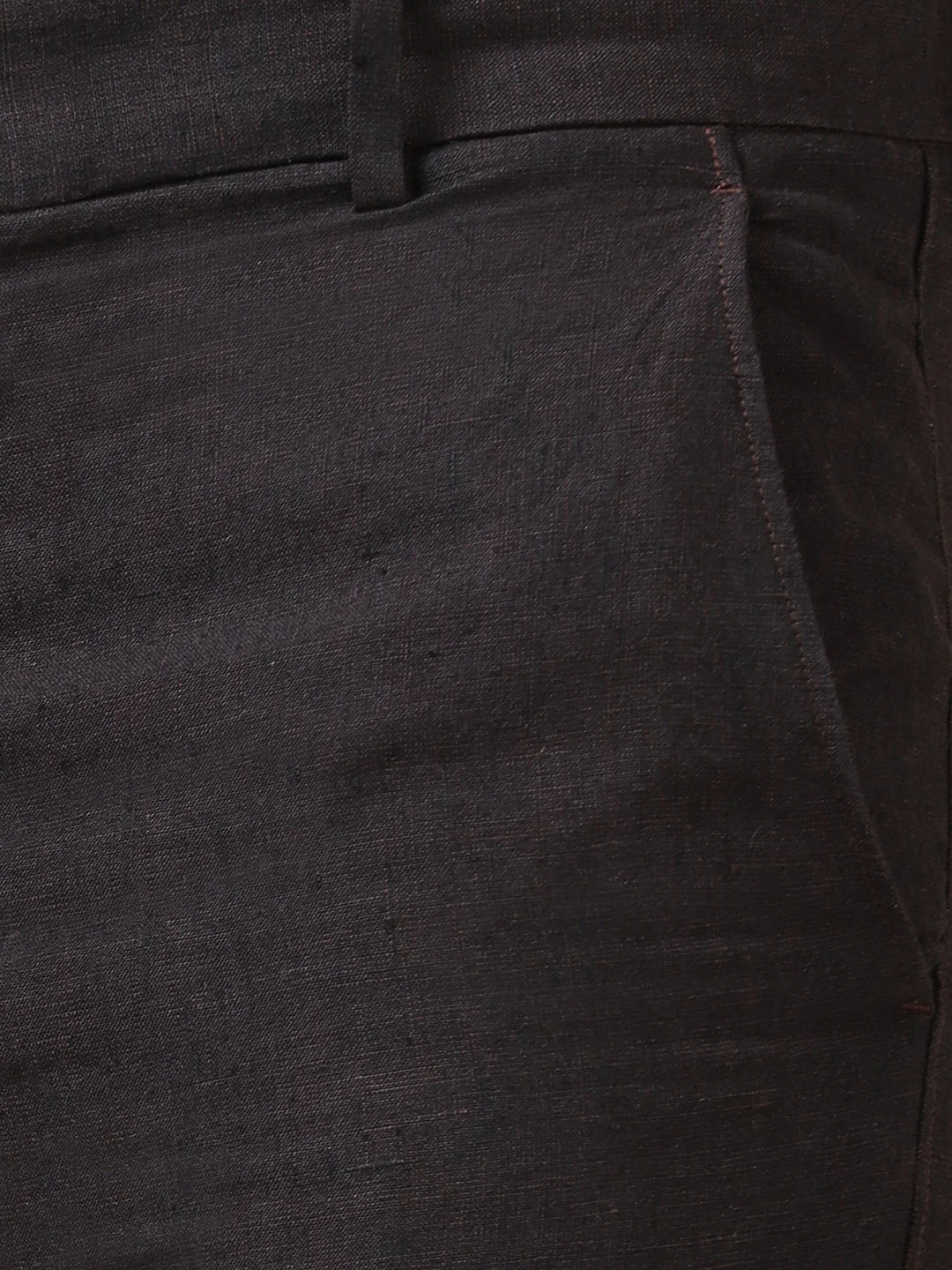 Premium Pure Linen Black Trim Fit Pants PL01 - Image 4